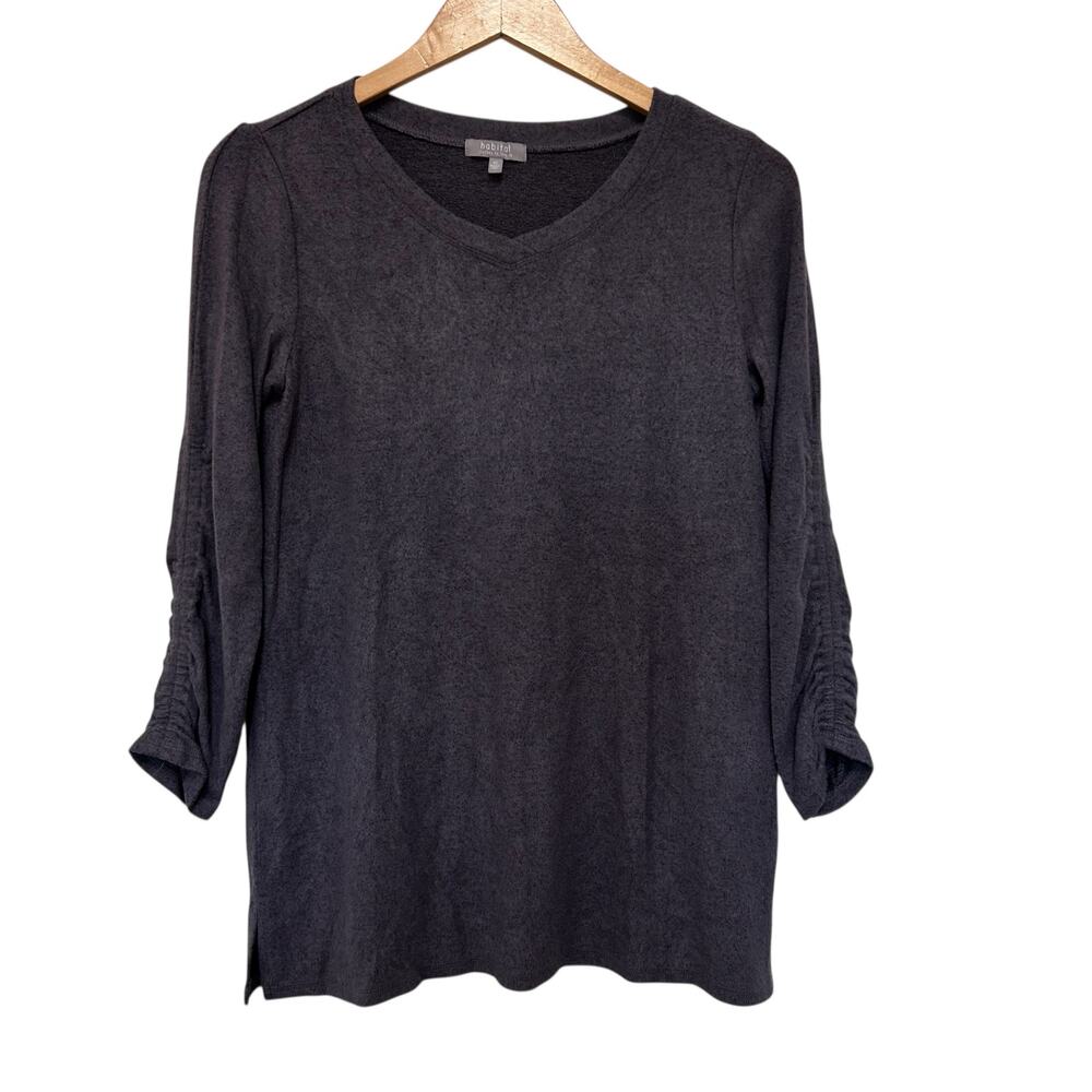 Habitat Gray Ruched Sleeve Shirt Sz XS